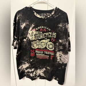 SHEIN Black Tie-Dye Motorcycle Graphic Tee